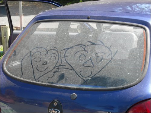 Tiffiny's art on the car window